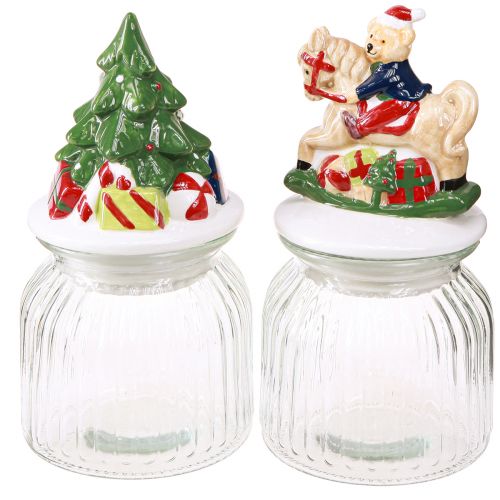 Artículo Tarro de caramelos con tapa bombonera navideña H20cm 2uds