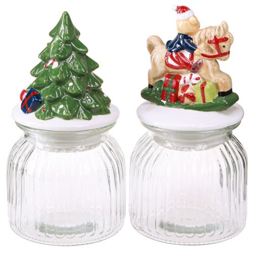 Artículo Tarro de caramelos con tapa bombonera navideña H20cm 2uds