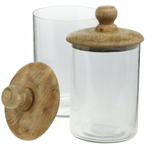 Floristik24 Tarro de cristal con tapa, bombonera, tarro de cristal color natural, transparente Ø11cm H19cm 2pcs