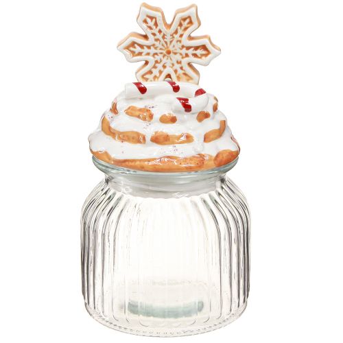 Floristik24 Tarro de dulces Tarro de galletas navideñas copo de nieve Al. 20 cm