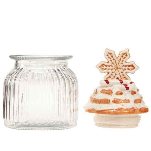 Artículo Tarro de dulces Tarro de galletas navideñas copo de nieve Al. 20 cm