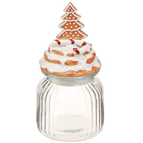 Artículo Bombonera navideña de cristal, tarro para galletas de abeto Ø11cm H21cm