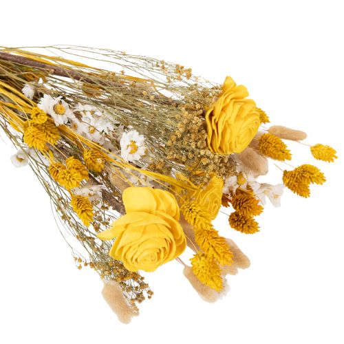 Artículo Ramo de flores secas con rosas, hecho de madera de sola. Elegante ramo para la decoración natural del hogar. 50 cm.