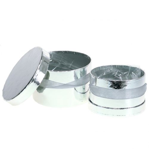 Floristik24 Caja de flores plata Ø14/16cm 2pcs