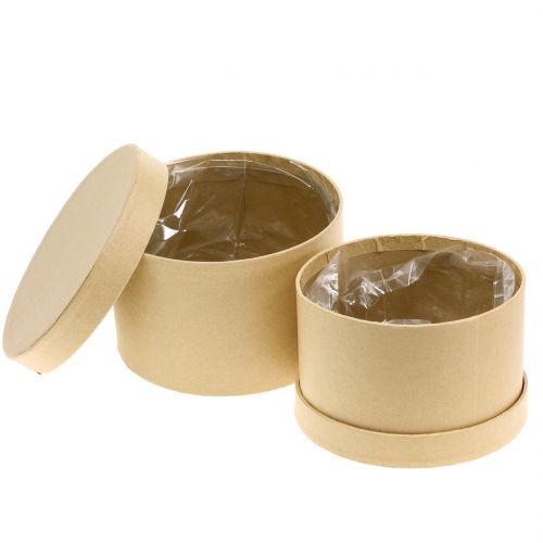 Caja redonda flor caja natural Ø14 / 16cm 2pcs