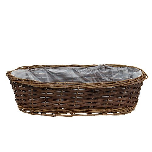 Floristik24 Cesta de pan ovalada sin pelar 35cm H10cm