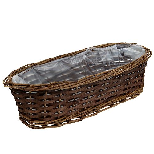 Floristik24 Cesta de pan ovalada sin pelar 35cm H10cm