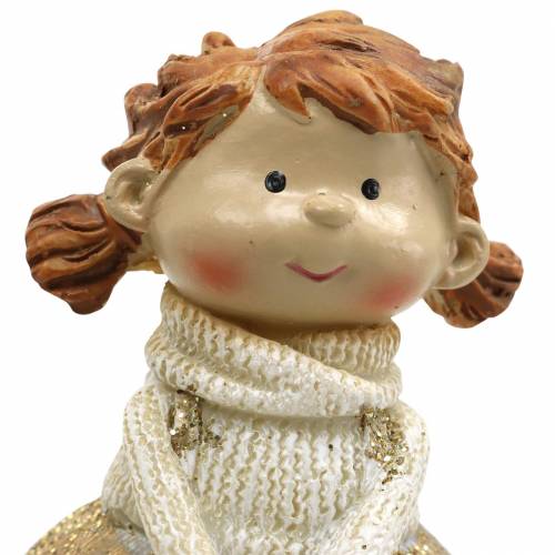 Artículo Figuras decorativas hermanito y hermana oro, purpurina 10 / 6.5cm juego de 2