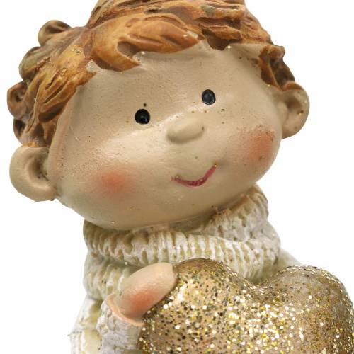Artículo Figuras decorativas hermanito y hermana oro, purpurina 10 / 6.5cm juego de 2