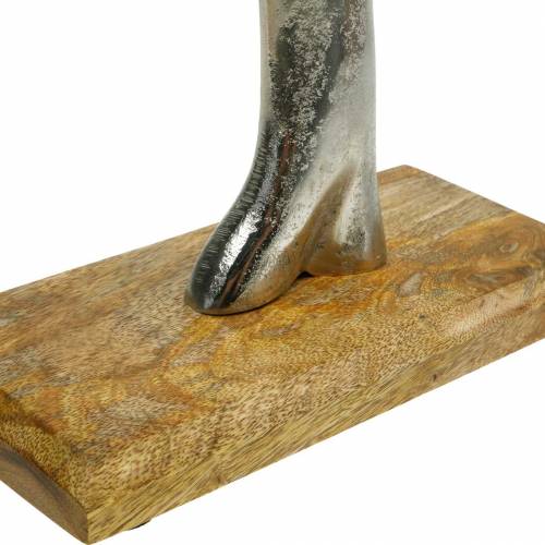 Floristik24 Árbol de metal, haya decorativa sobre base de madera, decoración de metal plateado, árbol de la vida, madera de mango