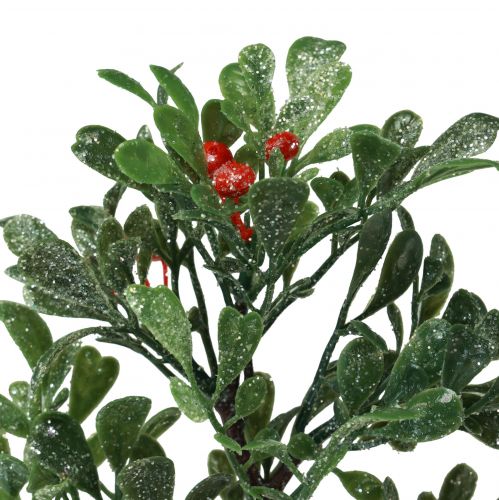 Artículo Rama artificial invierno verde bayas rojas brillo escarcha 36cm