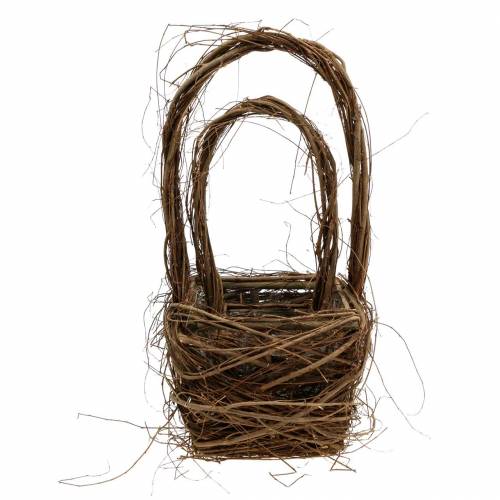 Floristik24 Cesta de mimbre decorativa con asa Cesta de Pascua marrón A36.5cm A45cm juego de 2