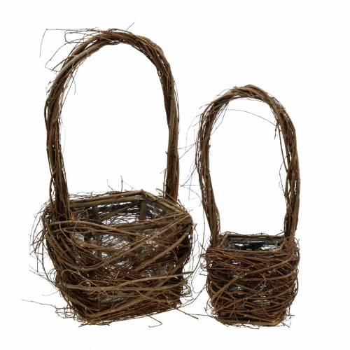 Floristik24 Cesta de mimbre decorativa con asa Cesta de Pascua marrón A36.5cm A45cm juego de 2