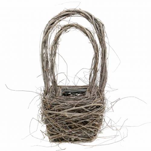 Floristik24 Cesta decorativa de mimbre con asa natural H36.5cm H45cm juego de 2