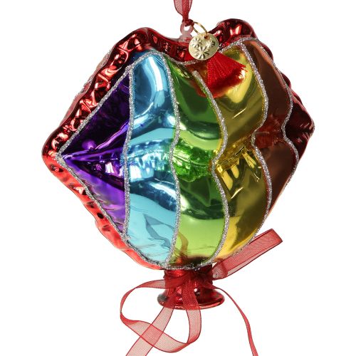 Artículo Bolas de árbol de Navidad de colores, globos de cristal, corazón, beso, boca, 12 cm, 2 unidades