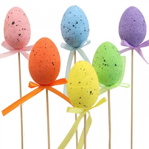 Floristik24 Coloridos huevos de Pascua tapones de plantas de plástico H6cm 24pcs