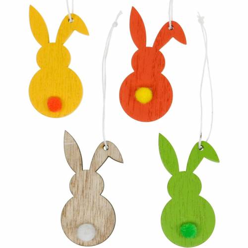 Floristik24 Colgador de conejito de Pascua colorido decoración de Pascua de madera 12 piezas