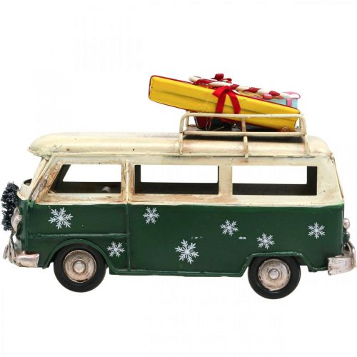 Floristik24 Decoración navideña coche bus navideño bus vintage verde 17cm