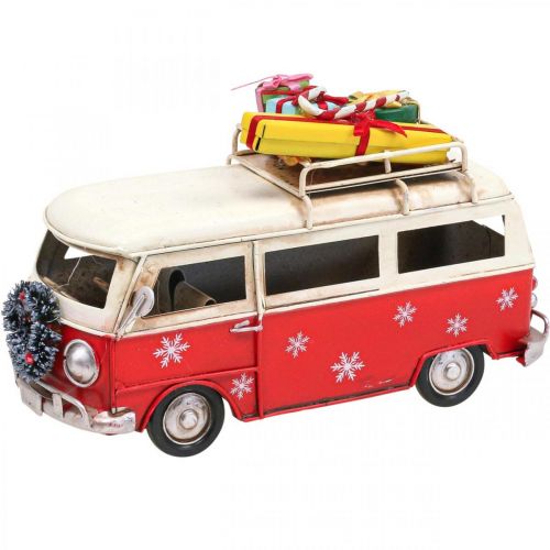 Floristik24 Decoración navideña Coche Autobús navideño Autobús vintage Rojo L17cm