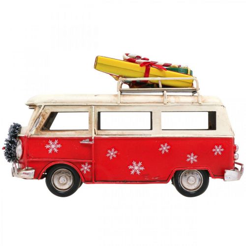 Floristik24 Decoración navideña Coche Autobús navideño Autobús vintage Rojo L17cm