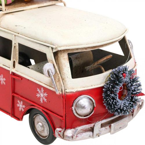 Floristik24 Decoración navideña Coche Autobús navideño Autobús vintage Rojo L17cm