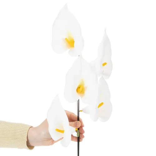 Cala artificial con estambres amarillos, flores decorativas, 35 cm, 10 unidades. | Floristik24.es