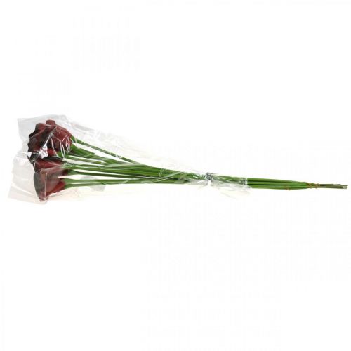 Artículo Flores artificiales cala rojo burdeos en ramo 57cm 12 piezas