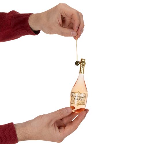 Juego de adornos para árbol de Navidad: copa de champán y botella de champán, decoración navideña, 14 cm, 2 piezas | Floristik24.es