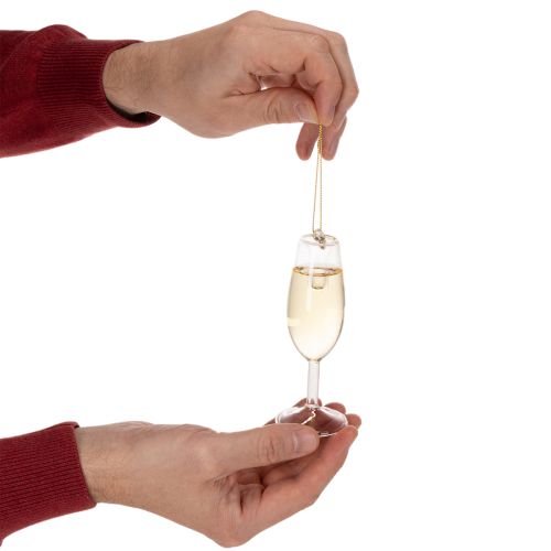 Juego de colgante con botella y copa de champán, decoración para árbol de Navidad, 14 cm, 2 piezas | Floristik24.es
