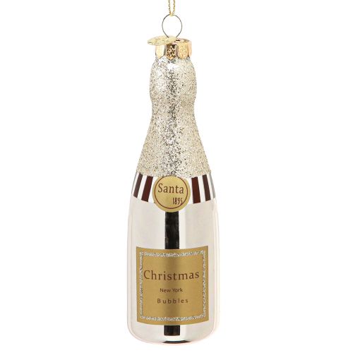Floristik24 Botella de champán para colgar decoración de Nochevieja plata 13cm 5uds