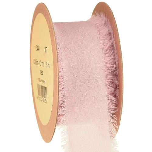 Cinta de gasa cinta de tela rosa con flecos 40mm 15m