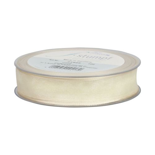 Artículo Cinta de gasa cinta de organza cinta decorativa organza crema 15mm 20m