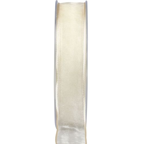 Floristik24 Cinta de gasa cinta de organza cinta decorativa organza crema 25mm 20m