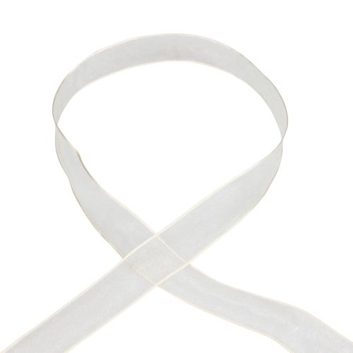 Artículo Cinta de gasa cinta de organza cinta decorativa organza crema 25mm 20m