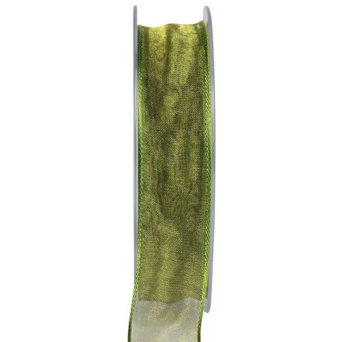 Floristik24 Cinta de gasa cinta de organza cinta decorativa organza verde 25mm 20m