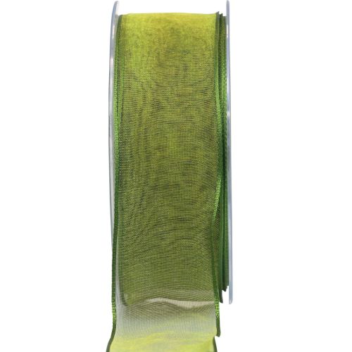 Floristik24 Cinta de gasa cinta de organza cinta decorativa organza verde 40mm 20m