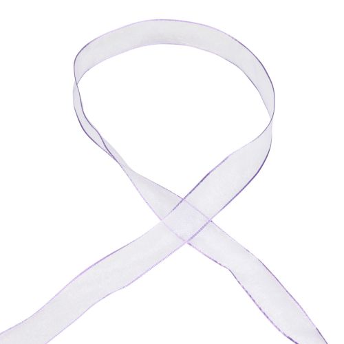 Artículo Cinta de gasa cinta de organza cinta decorativa organza violeta 15mm 20m