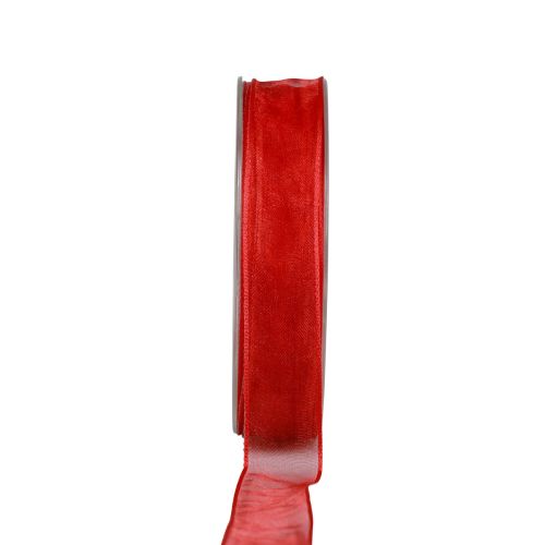 Cinta de gasa, cinta de organza, cinta decorativa, organza roja, 15 mm, 20 m