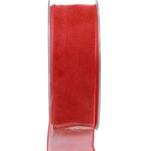 Artículo Cinta de gasa cinta de organza cinta decorativa organza roja 40mm 20m