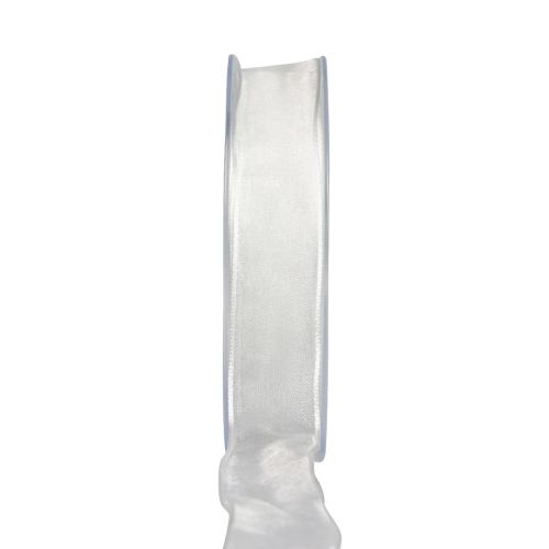 Floristik24 Cinta de gasa cinta de organza cinta decorativa organza blanca 15mm 20m