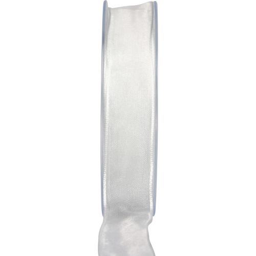 Floristik24 Cinta de gasa cinta de organza cinta decorativa organza blanca 25mm 20m
