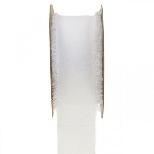 Artículo Cinta de gasa cinta de tela blanca con flecos 40mm 15m
