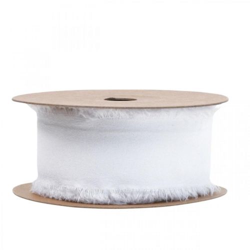 Artículo Cinta de gasa cinta de tela blanca con flecos 40mm 15m