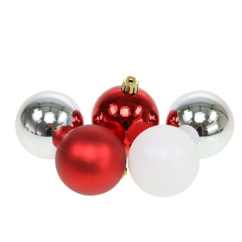 Bola navideña mix blanco, rojo, plata Ø5.5cm 30p