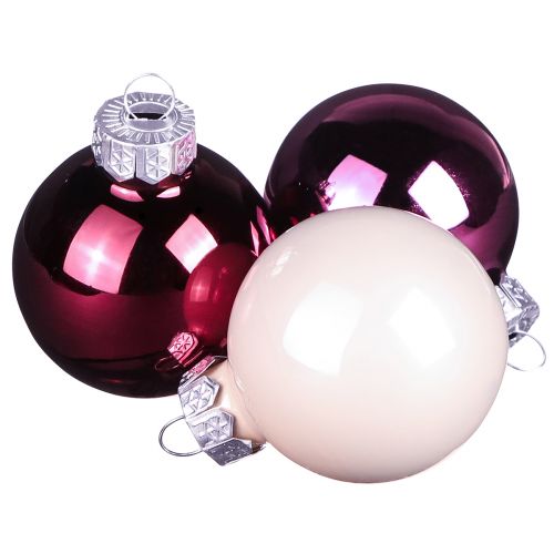 Floristik24 Bolas para árboles de Navidad bolas de cristal para árboles Berry Mix Ø5cm 24 piezas Berry rosa beige crema brillante