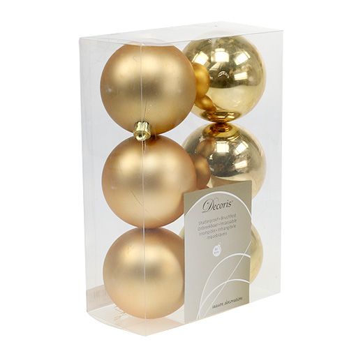 Artículo Bolas de árbol de Navidad plástico dorado 8cm 6ud