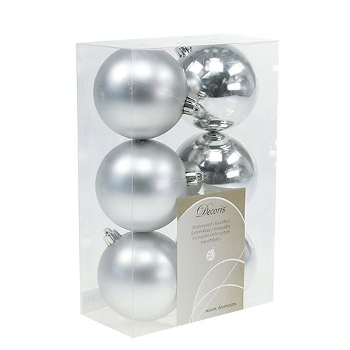 Floristik24 Árbol de navidad bolas plastico plata 8cm 6pcs
