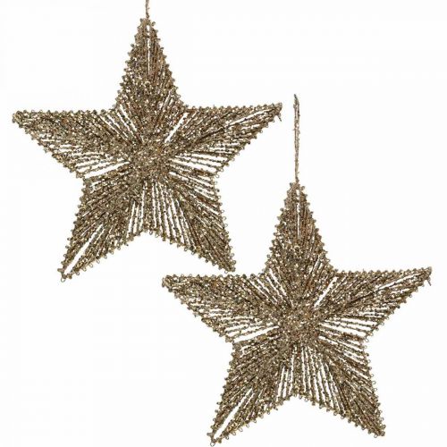 Artículo Decoraciones para árboles de Navidad, decoraciones de Adviento, colgante de estrella Dorado B25.5cm 4pcs