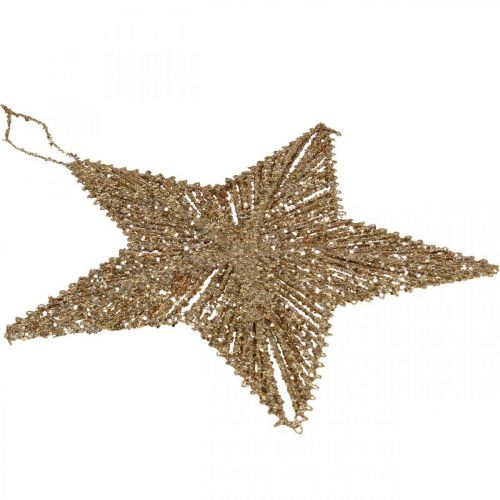 Artículo Adornos para árboles de Navidad, adornos de Adviento, colgantes de estrella dorados L30cm 4 piezas