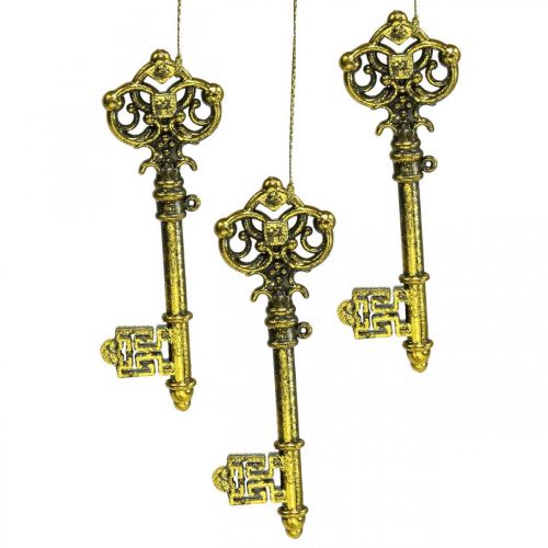 Floristik24 Adornos para árboles de Navidad llave decorativa dorado H14.5cm 12pcs